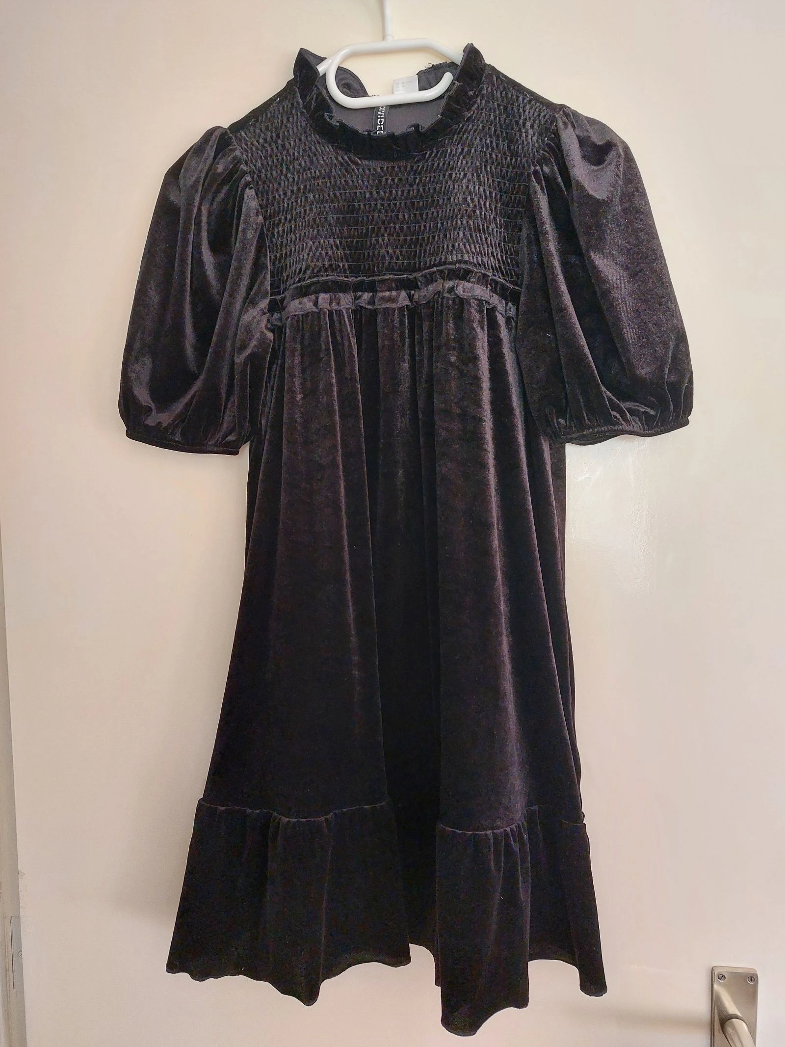 Robe babydoll en velours noir - XS